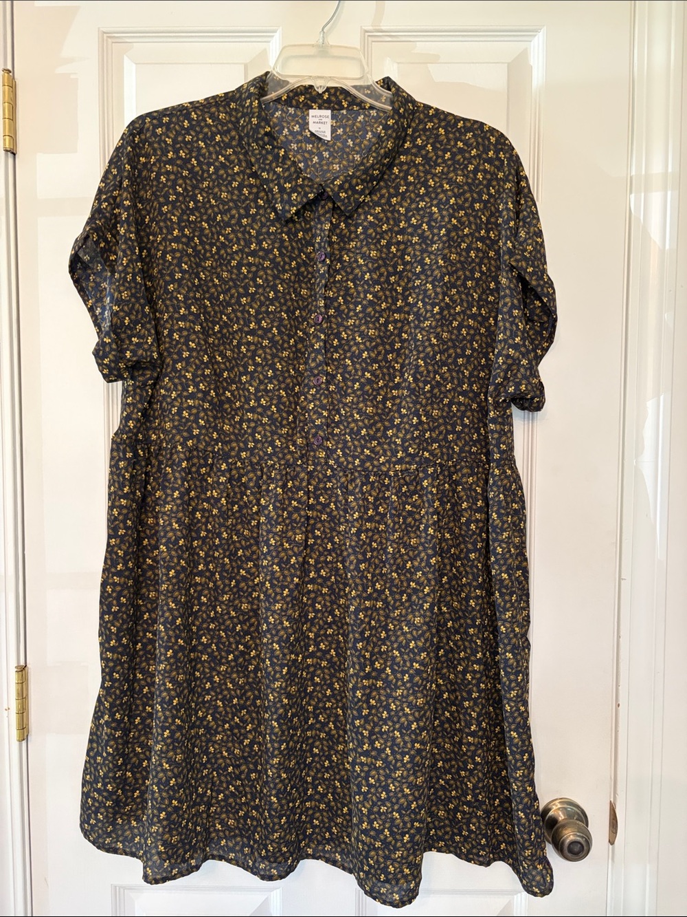 Melrose and Market Black Midi Dress with Yellow Floral Print